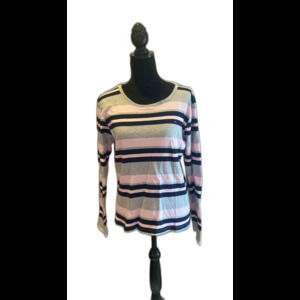 Tommy Hilfiger Top T Shirt Plus Size XL (but measures smaller) Striped Navy Pink